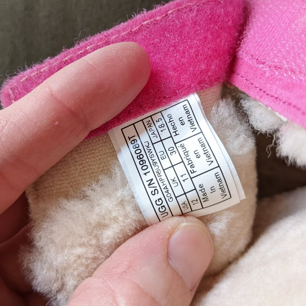 UGG Keelan kids pink suede fur lined boots